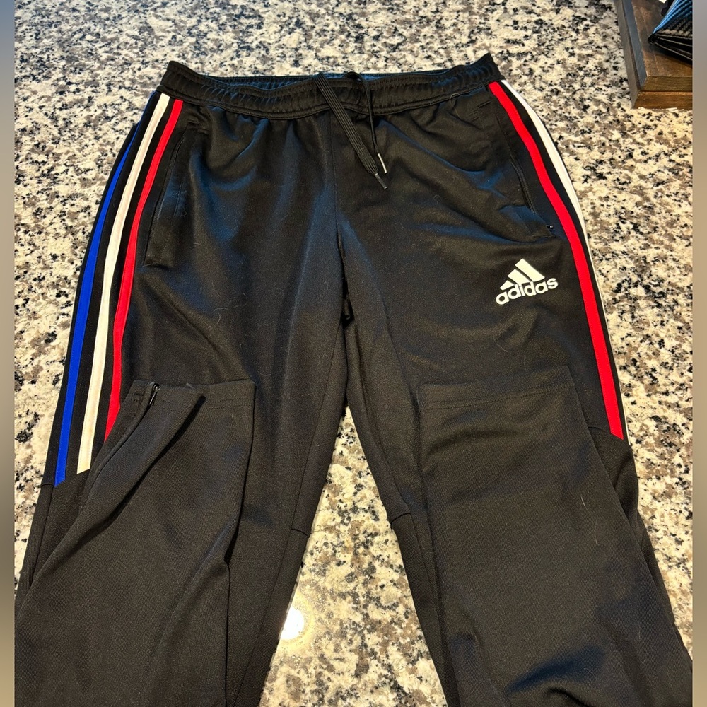 Adidas Black and Red Sweatpants with Athletic Stripes